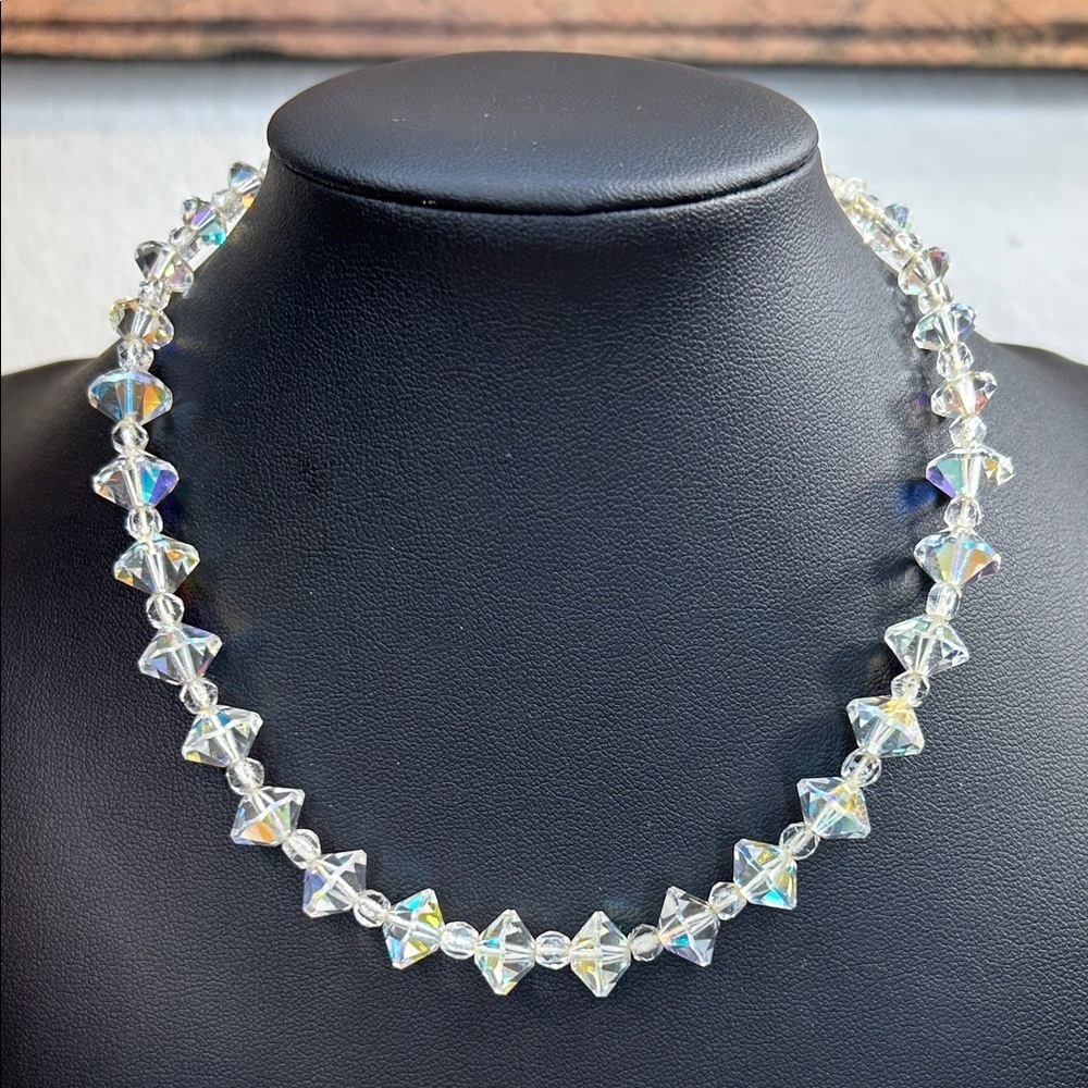Vintage Crystal Aurora Borealis Beaded Necklace